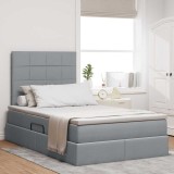 Cumpara ieftin Pat cu LED si saltea Gri deschis 120 x 200 cm Tesatura