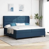 Cumpara ieftin Pat cu arcuri cu headboard albastru 200 x 200 cm tesatura
