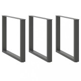 VidaXL Picioare de masă &icirc;n formă de U, 3 buc., antracit, 90x(72-73) cm, oțel