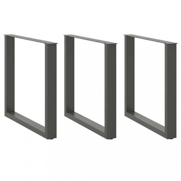vidaXL Picioare de masă &icirc;n formă de U, 3 buc., antracit, 90x(72-73) cm, oțel