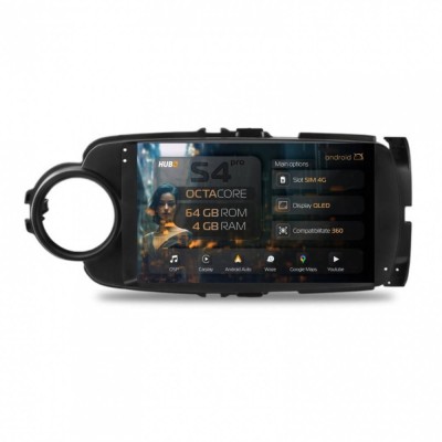 Navigatie Toyota Yaris (2010-2018) 4GB RAM Android 13 Octacore Slot Sim 4G DSP GPS Wi-FI Carplay Android Auto USB Bluetooth Waze Touchscreen 9 inch foto