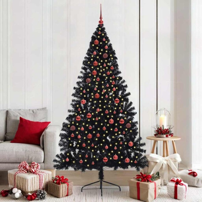 vidaXL Pom de Crăciun artificial pre-iluminat Negru 210 cm PVC 3397154