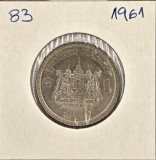 Thailanda 1 Baht 2504 (1961) KM#83 - Regele Rama IX si Regina Sirikit