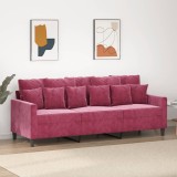 Gossi canapea cu 3 locuri, rosu vin, 180 cm, material catifea