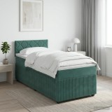 Cumpara ieftin Pat boxspring cu saltea Verde inchis 80 x 200 cm Catifea