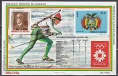 Bolivia 1984 - J.O.Sarajevo - Clasament pe medalii, Colita, Cota 50 Euro, MNH