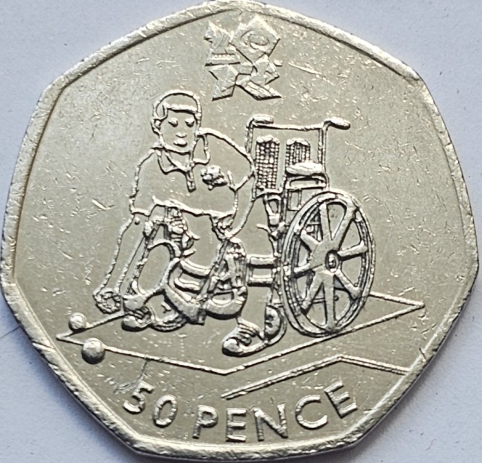 50 pence 2011 Marea Britanie, Boccia, 2012 Summer Olympics, London, km#1189