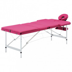 Masa de masaj pliabila, 3 zone, roz, aluminiu GartenMobel Dekor