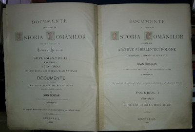 Eudoxiu de Hurmuzaki-Documente privitoare la istoria romanilor,vol.1 supliment 2 foto