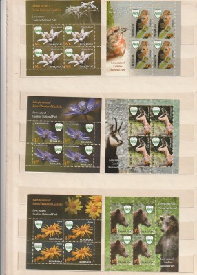 ROMANIA 2016 LP 2118 a IUBESTE NATURA. PARCUL NATIONAL CEAHLAU BLOCURI DE 4 TIMBRE CU MANSETA ILUSTRATA MNH NESTAMPILATE foto