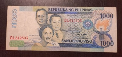 Bancnota Filipine - 1000 Piso 1999 - Rara foto