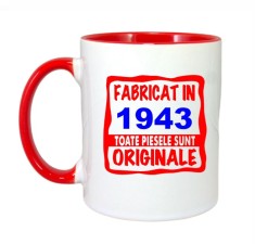 Cana maner rosu personalizata Fabricat in 1943 toate piesele sunt originale, INOVATIX&reg;. 330ml
