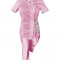 Costum Medical Pe Stil, Roz deschis cu Elastan cu Garnitură, Model Andreea - 2XL, S