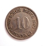 Cumpara ieftin GERMANIA 10 pfennig 1907 ( F ) _ moneda rara tiraj mic _ km # 12 William II, Europa, Argint
