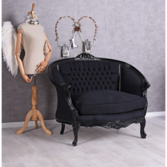 Sofa din lemn masiv negru cu tapiterie neagra CAT559C49
