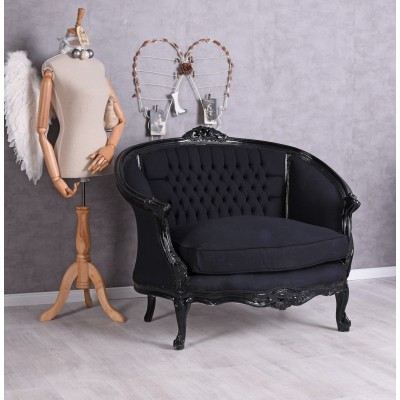 Sofa din lemn masiv negru cu tapiterie neagra CAT559C49 foto