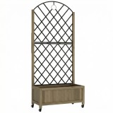 Outsunny Jardinieră din lemn cu grilaj metalic și roți pentru plante cățărătoare Macetero ridicat 72x36x168 cm Carbonizado | Aosom Romania