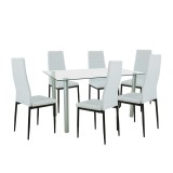 Cumpara ieftin Leziter Set de masa Verna 6 1 alb-negru Mobalis Homvera