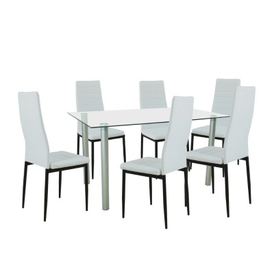 Set de masă Verna 6+1 alb-negru foto