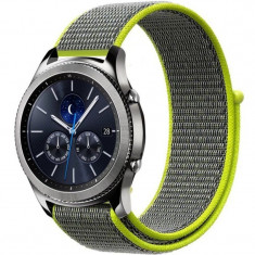 Curea ceas Smartwatch Garmin Fenix 5, 22 mm iUni Soft Nylon Sport, Grey-Electric Green foto