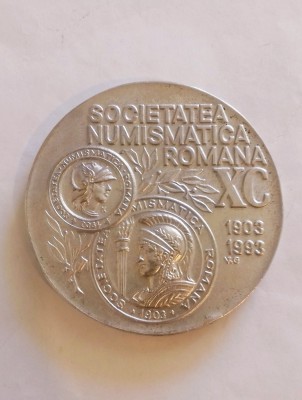Medalia Societatii Numismatice Romane 1903&amp;ndash;1993 foto
