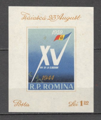 Romania.1959 15 ani eliberarea-Bl. XR.374 foto