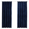 Draperii opace cu carlige, 2 buc, albastru, 140x175 cm, catifea