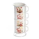 Set 4 cani de Craciun cu suport metalic 160 ml