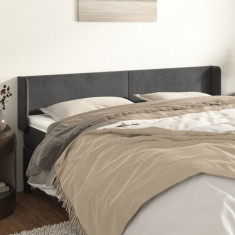 vidaXL Tăblie de pat cu aripioare gri închis 183x16x78/88 cm catifea