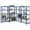 VidaXL Rafturi de depozitare cu 5 niveluri, 4 buc., albastru oțel/lemn 3307593