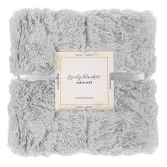 Patura pufoasa si calduroasa pentru 2 persoane, 200x220cm, gri deschis Household NewTrend