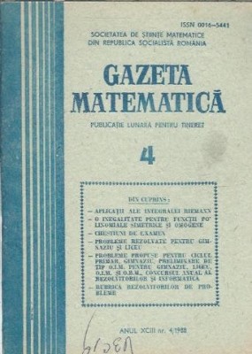 Gazeta matematica - nr.4/1988 foto