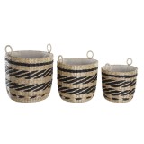 Cumpara ieftin Set de Coșuri DKD Home Decor Negru Natural Fibră naturală (3 Piese) (3 Unități)