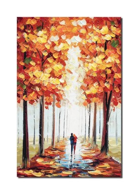 Tablou indragostiti pictat manual, Impreuna pe aleea vietii, 60x40cm ulei in cutit efect 3D, Fabulos foto