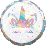 Balon folie unicorn iridescent 43 cm - marimea 158 cm, Widmann Italia