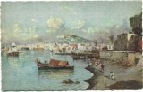 CP850N Napoli, Panorama dal Mare, pittore G Carelli, carte poștală