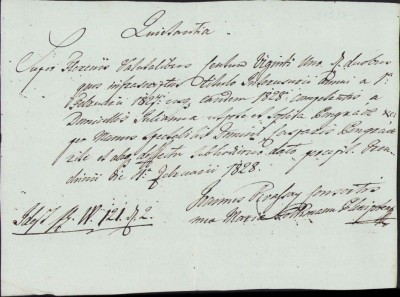A331 Chitanță olografă, 1828, &amp;icirc;n limba latină foto