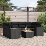 Cumpara ieftin Set canapele de grădină cu perne, 7 piese, negru, poliratan