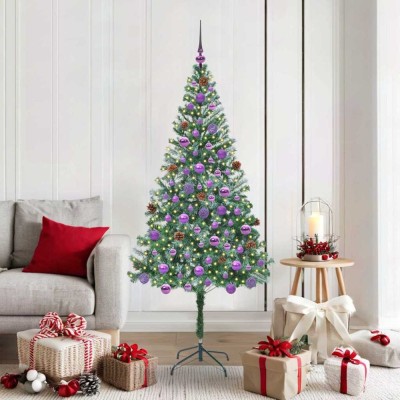 vidaXL Brad de Crăciun artificial cu 300 LED Verde 180 cm PVC și Oțel 3396720 foto