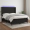 vidaXL Pat cu arcuri, saltea și LED, negru, 140x200 cm, textil 3138399