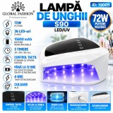 Lampa unghii S90, Led/UV, 72w, Cordless Rechargeable Alb