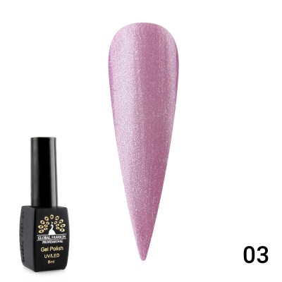Ojă semipermanentă Global Fashion Summer Light cu shimmer, 8 ml, 03 foto
