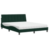 Cumpara ieftin Pat cu saltea, Hanko, verde inchis, 160x200 cm, catifea