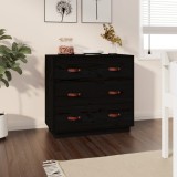 vidaXL Servantă, negru, 80x40x75 cm, lemn masiv de pin