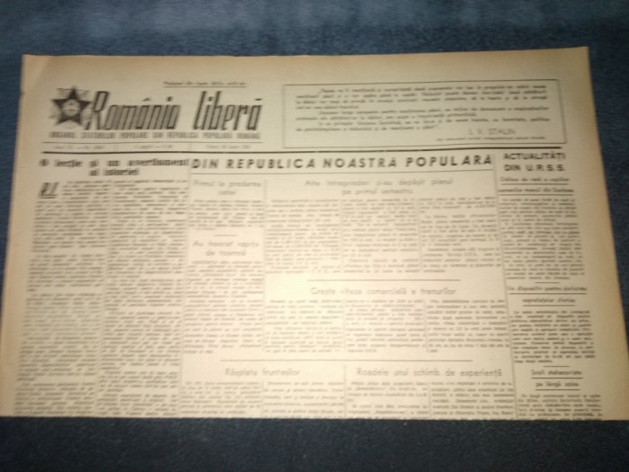ZIARUL ROMANIA LIBERA 22 IUNIE 1951