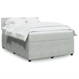 Cumpara ieftin Pat box spring cu saltea, gri deschis, 140x190 cm, catifea