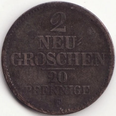 Moneda argint Regatul Saxoniei - 2 Neu-Groschen/20 Pfennige 1852 - F