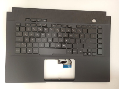 Carcasa cu tastatura palmrest Laptop Gaming, Asus, ROG Zephyrus M GU502G, GU502GV, GU502GU, GU502GW 90NR02E1-R31GE1, iluminata, layout DE (germana foto