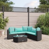 Cumpara ieftin Gossi set mobilier de gradina cu perne, 6 piese, negru, poliratan