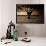 Tablou decorativ, Strong Elephant, Lemn, Lemn, Multicolor, Bystag